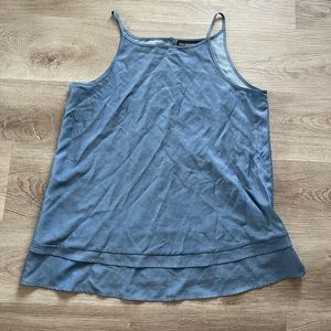 Nina Leonard Womens Tank Sz L Blue Denim Spaghetti Strap Top